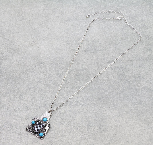 Bunny Checker Ear Tag Necklace