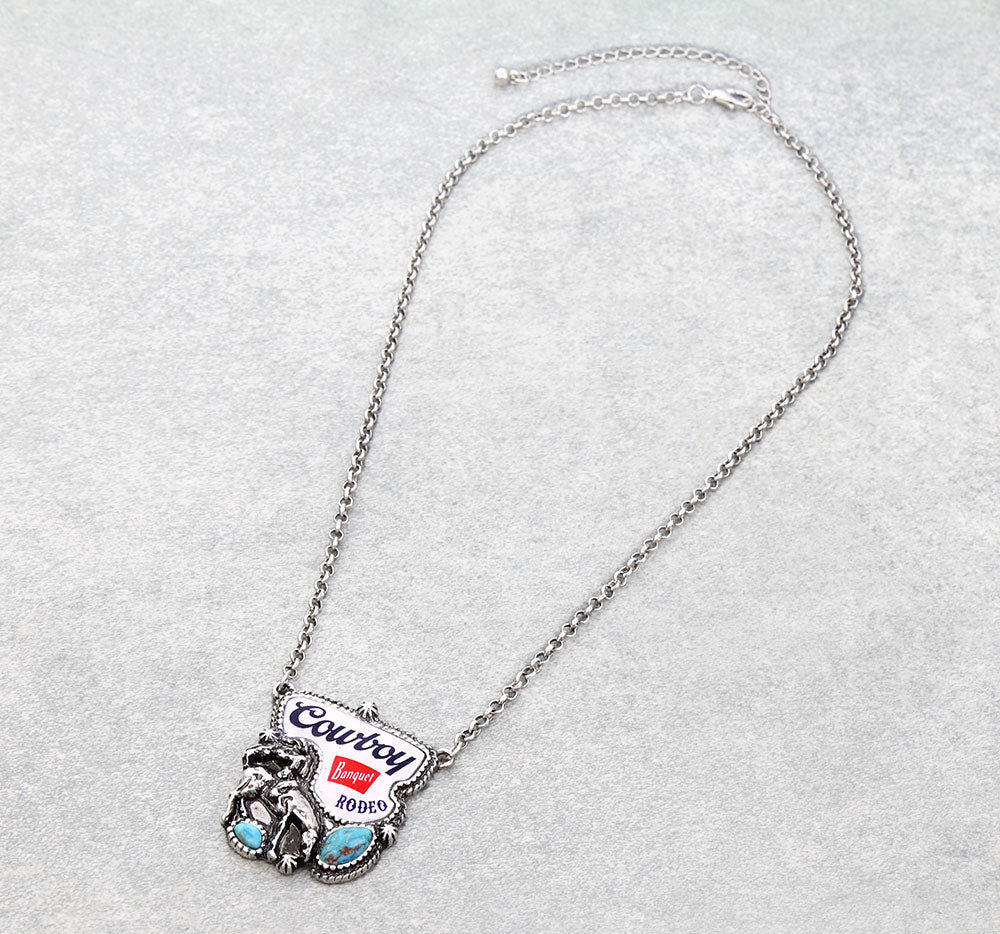 Western Horse Logo Print Necklace