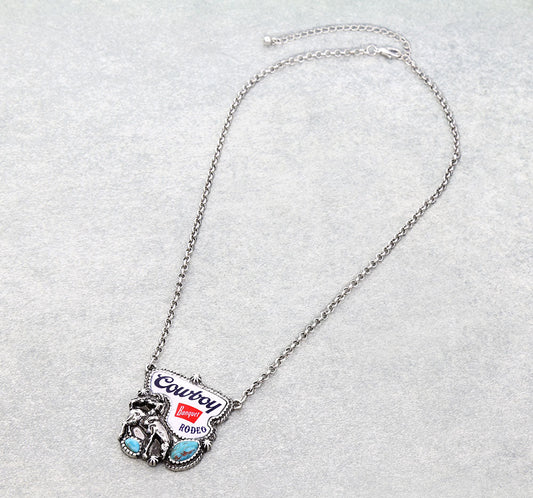 Western Horse Logo Print Necklace