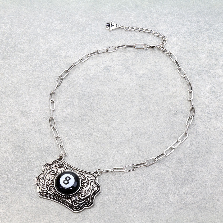 Western 8 Ball Plate Necklace