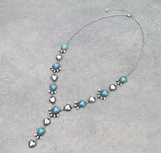 Western Heart Semi Stone Y Necklace