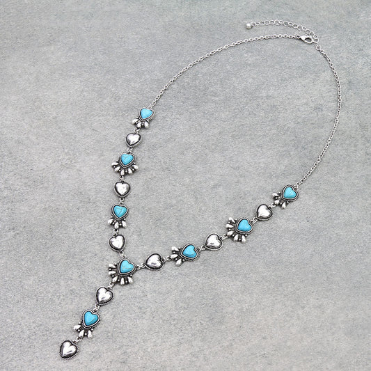 Western Heart Semi Stone Y Necklace