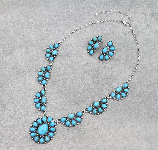 Western Concho Semi Stone Necklace Set