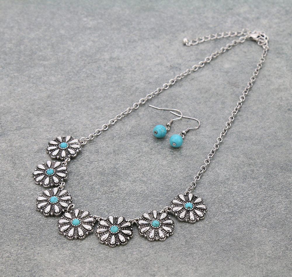 Western Concho Statement Necklace Set
