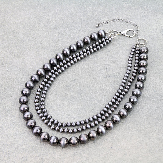 3 Layered  Style Pearl Necklace