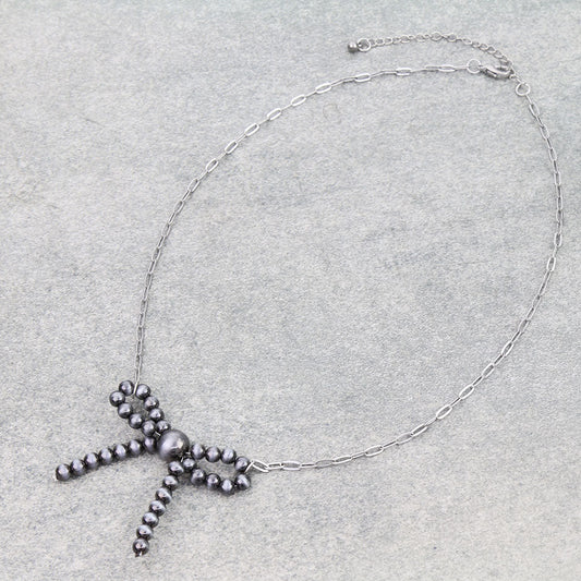 Navajo Style Pearl Bow Necklace