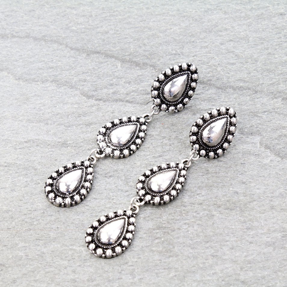 Western Ball TXR Teardrop Stud Earrings