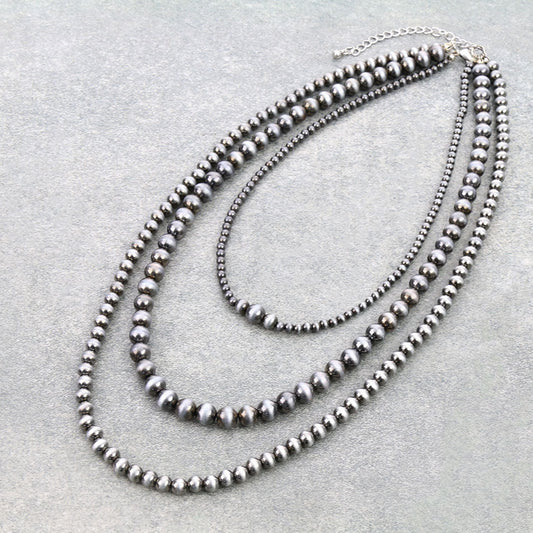 3Row Navajo Style Pearl Necklace