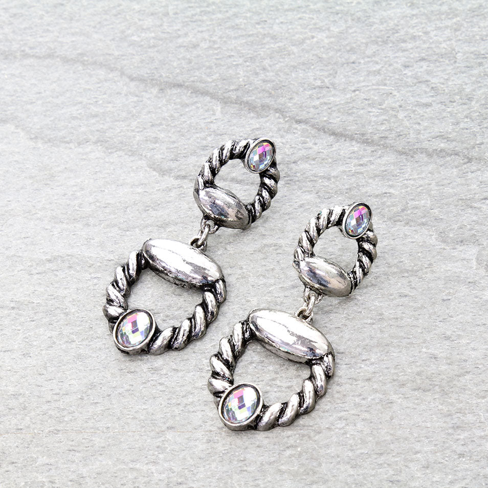 Western Twisted TXR Horse Groove Stud Earrings