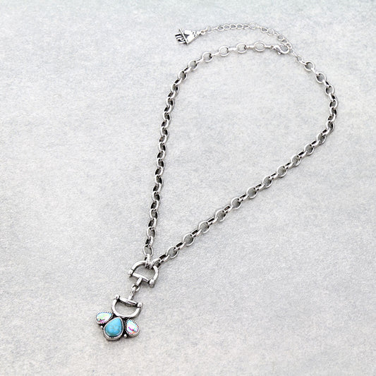 Western Horsebit Stone Necklace