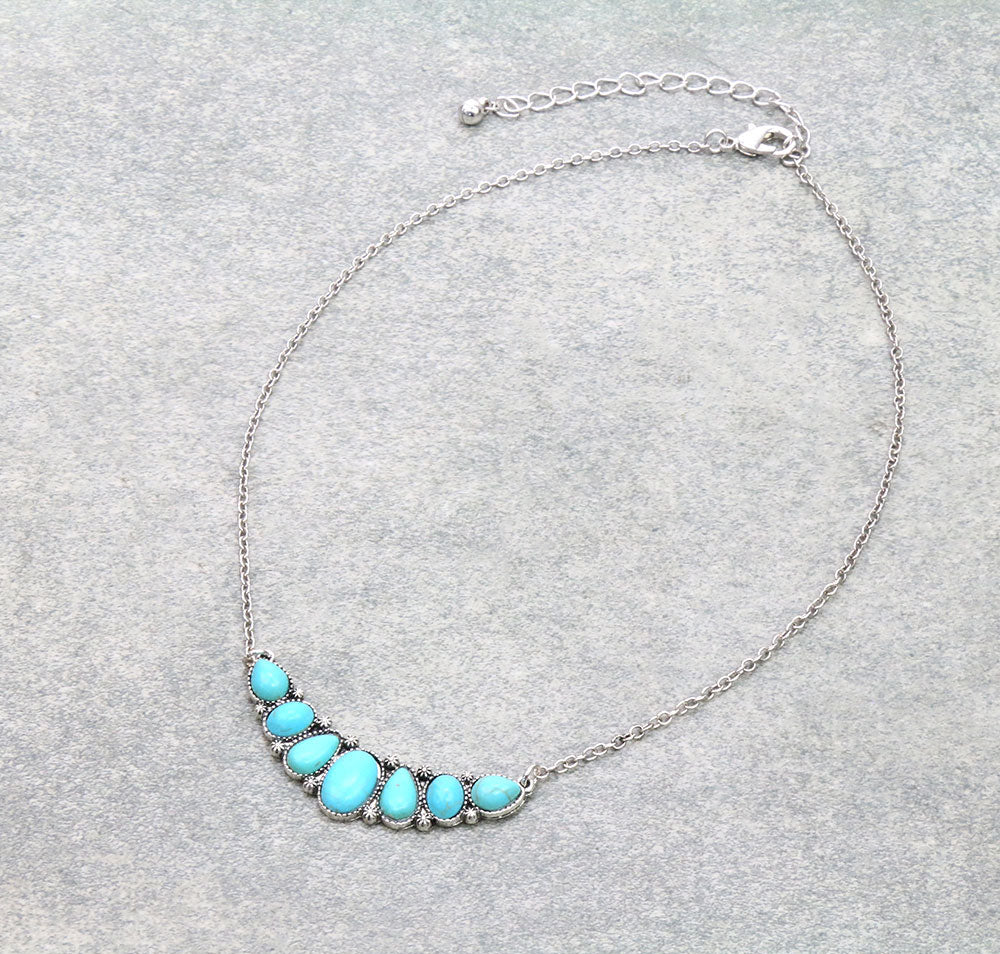Western Semi Stone Bar Necklace