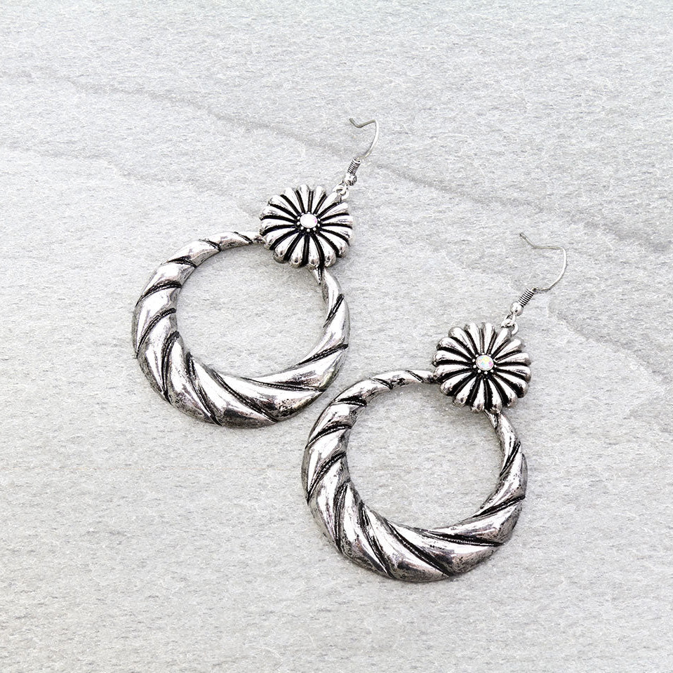 Western Concho Round Dangle Earrings