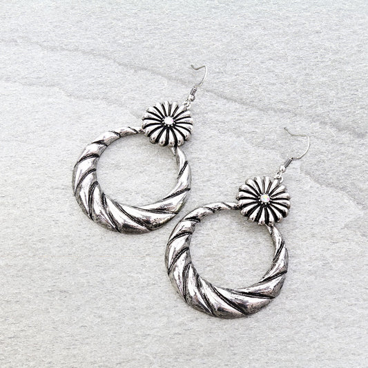 Western Concho Round Dangle Earrings