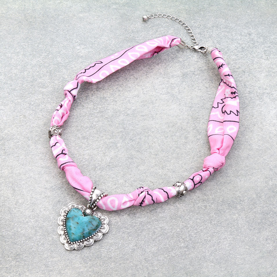 Western Heart Charm Scarf Necklace