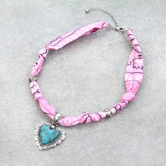 Western Heart Charm Scarf Necklace