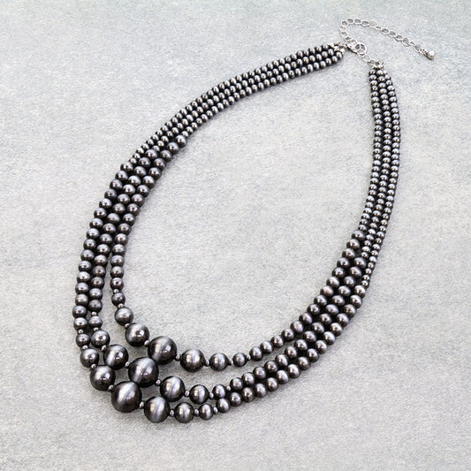3 Row Navajo Style Pearl Necklace