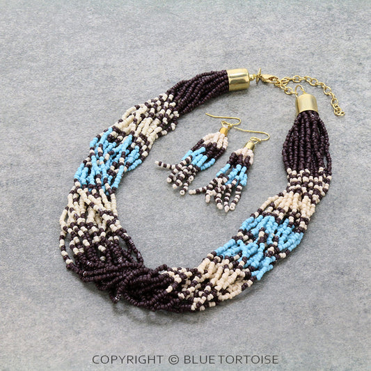 Seed Bead Multi Layered Necklace Set