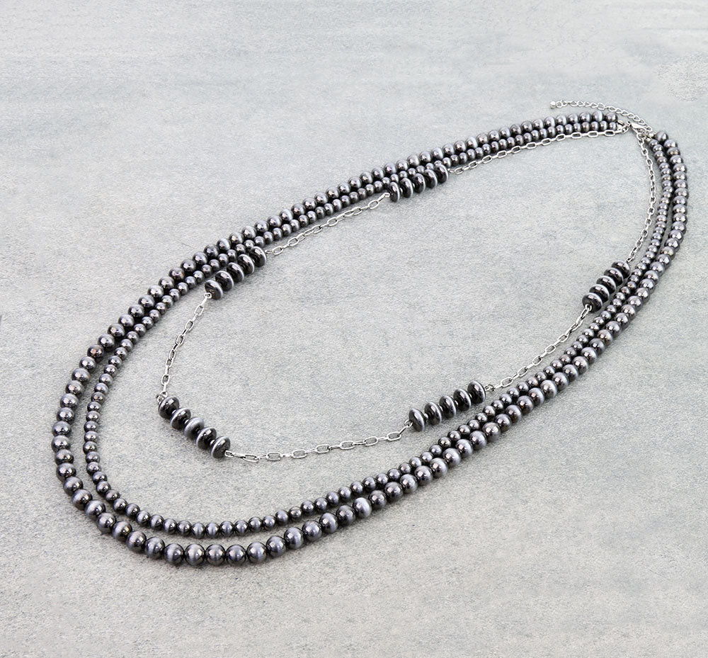 3Row Navajo Style Pearl Necklace