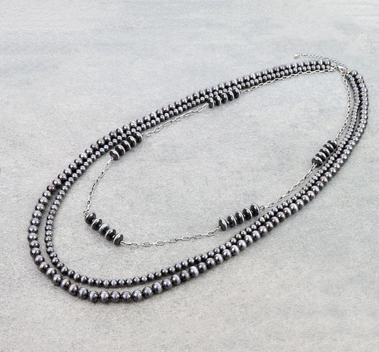 3Row Navajo Style Pearl Necklace