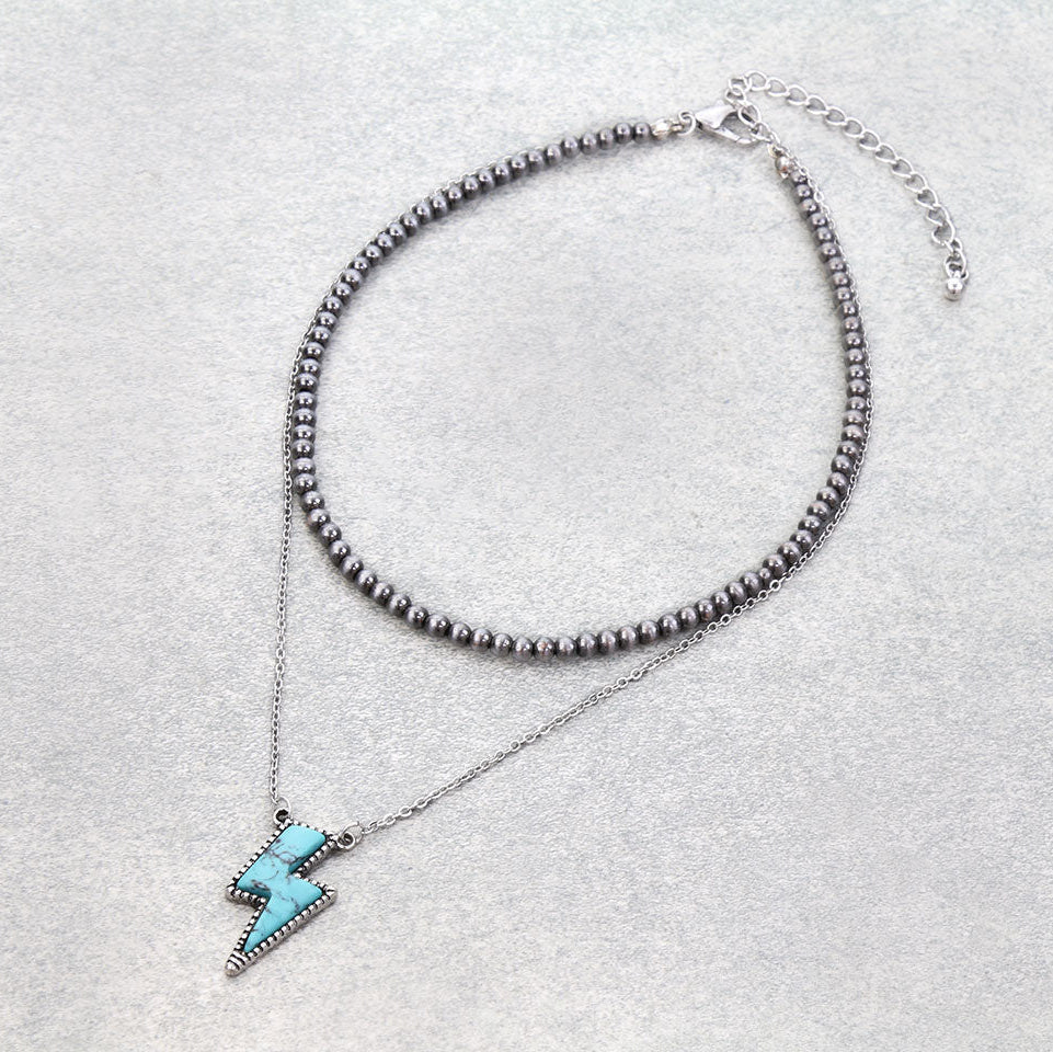 4MM Navajo Style Bead Choker & Thunder Stone Necklace