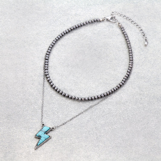 4MM Navajo Style Bead Choker & Thunder Stone Necklace