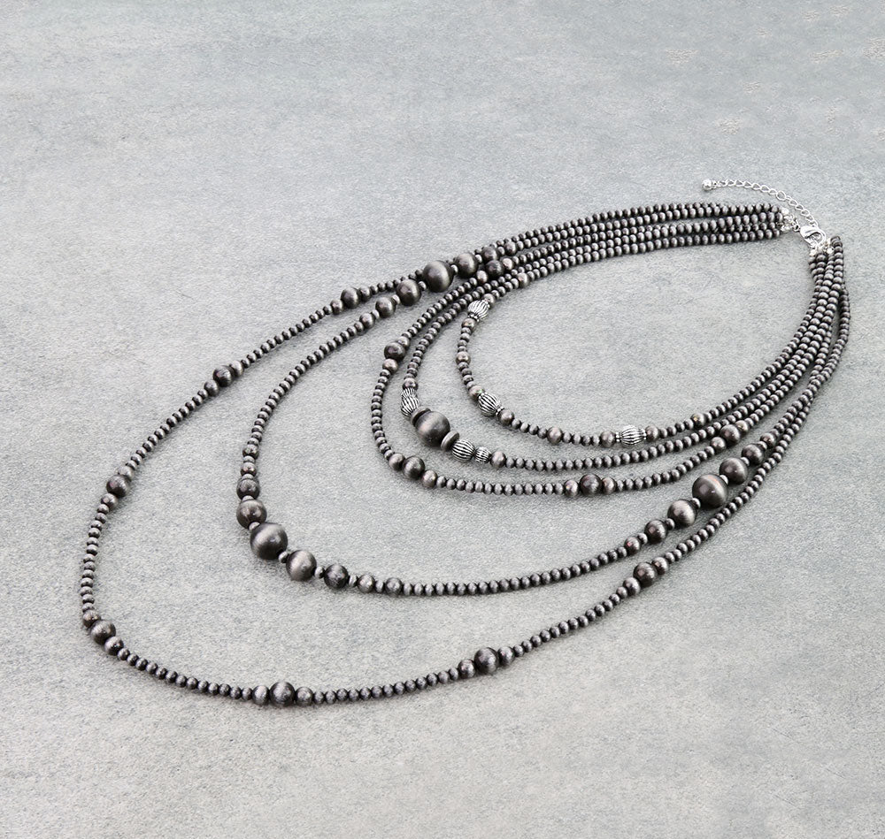 5 Layered Style Pearl & Bead Necklace