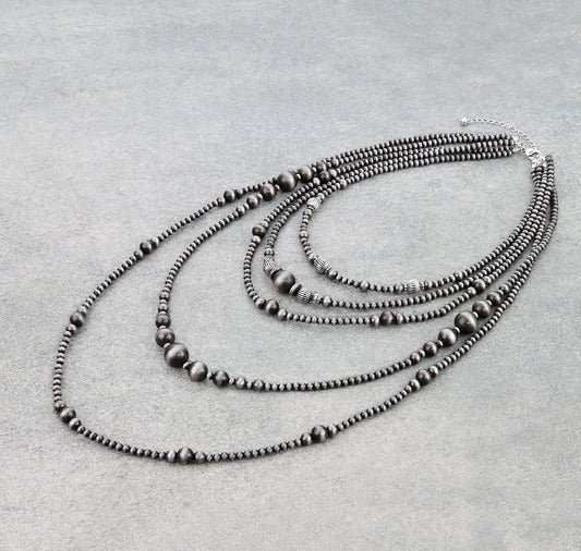 5 Layered Style Pearl & Bead Necklace