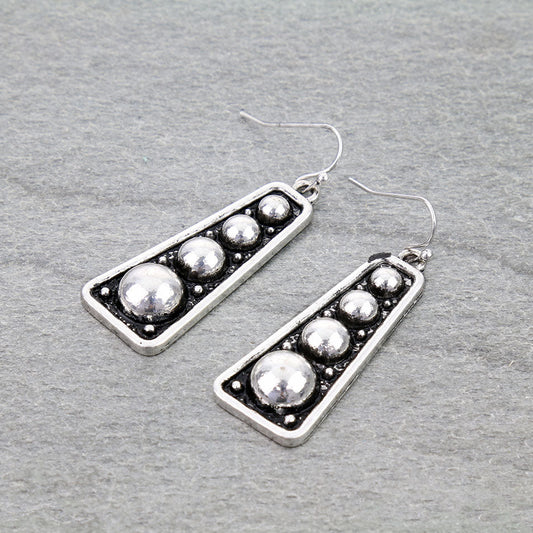 Western Ball TXR Bar Dangle Earrings