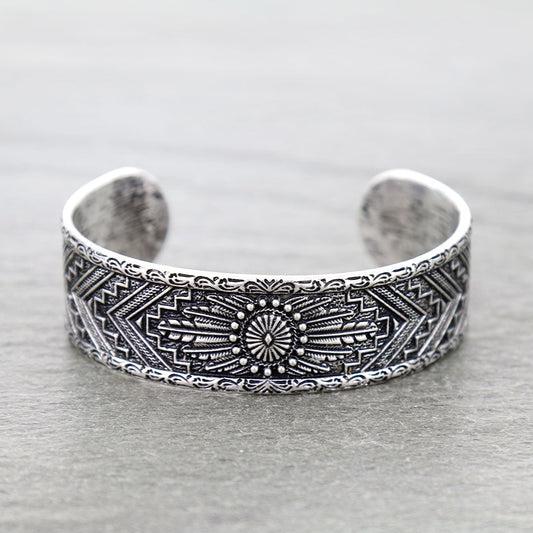 Western Aztec Pattern Concho Cuff Bracelet