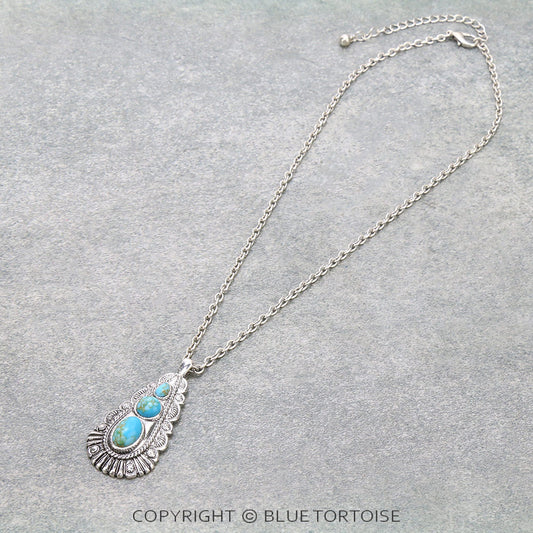 Western Teardrop Stone Necklace