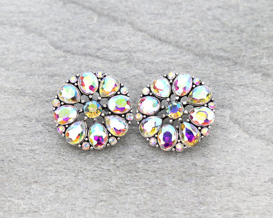 Western Concho Stone Stud Earrings