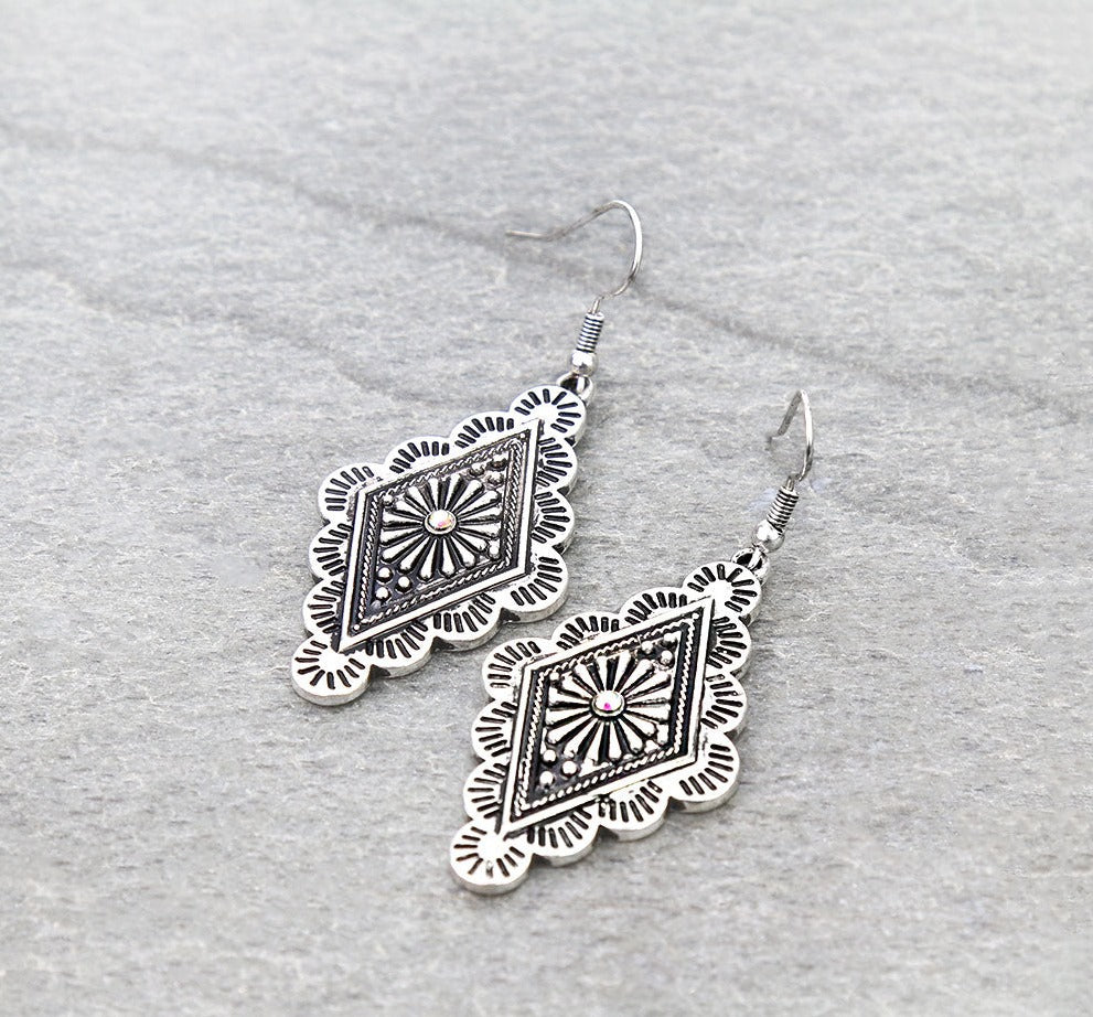 Western Concho Dangle Earrings