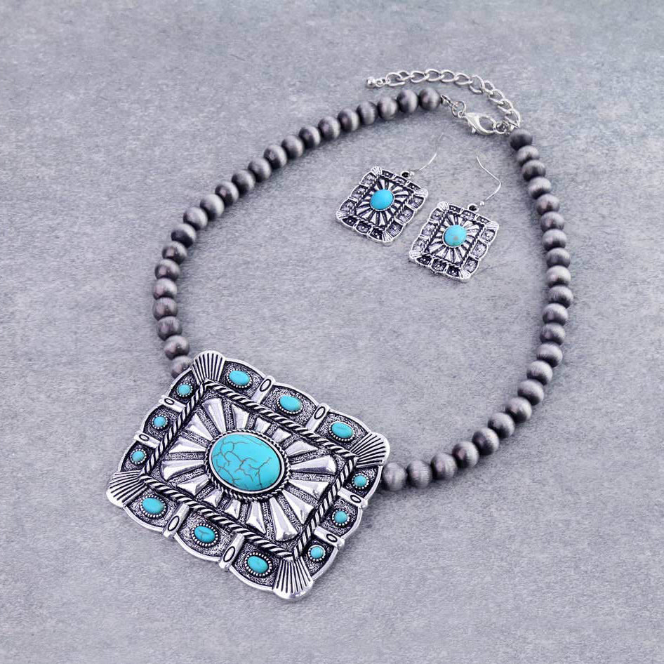 Western Concho Pendant Choker Set