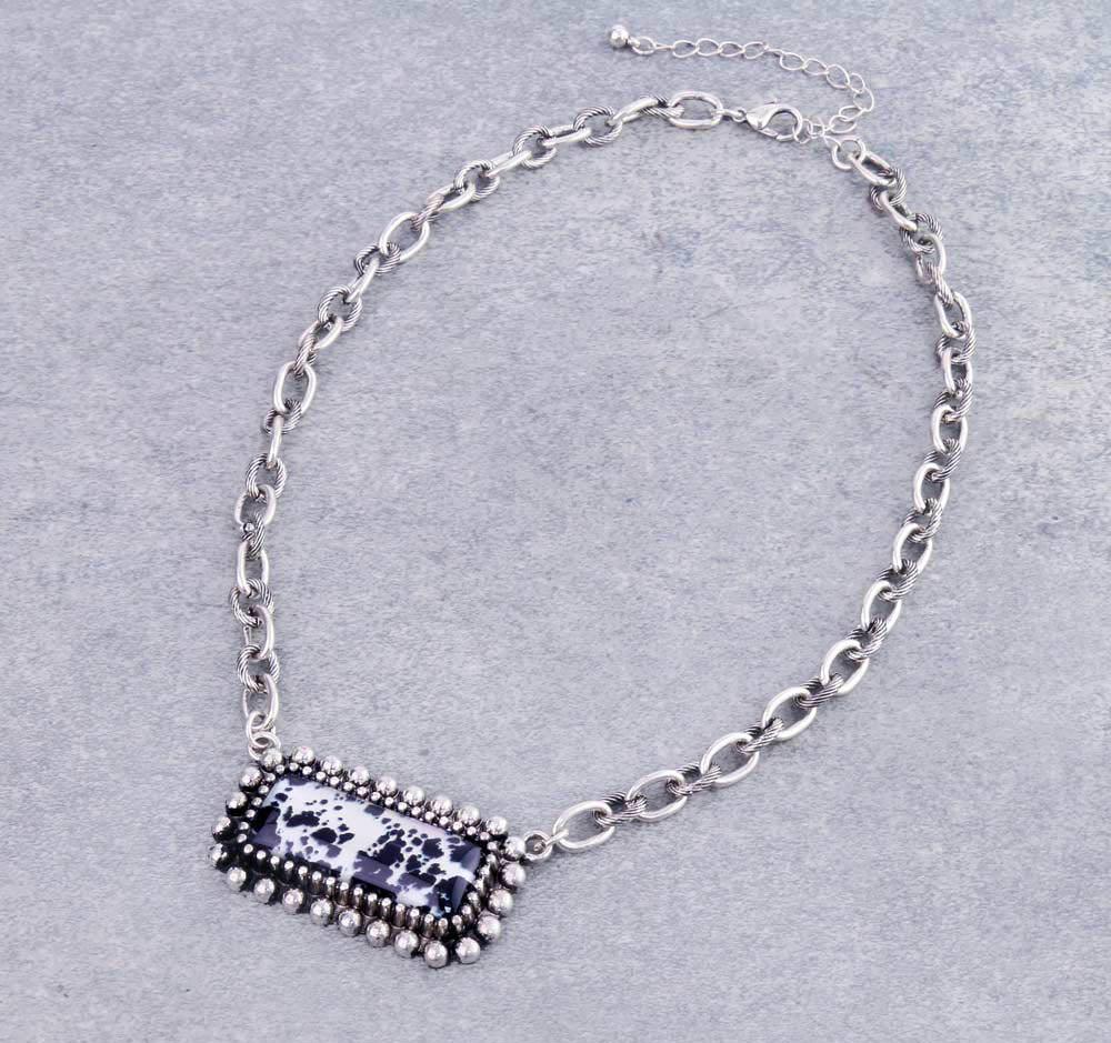 Cow Printed Bar Necklace