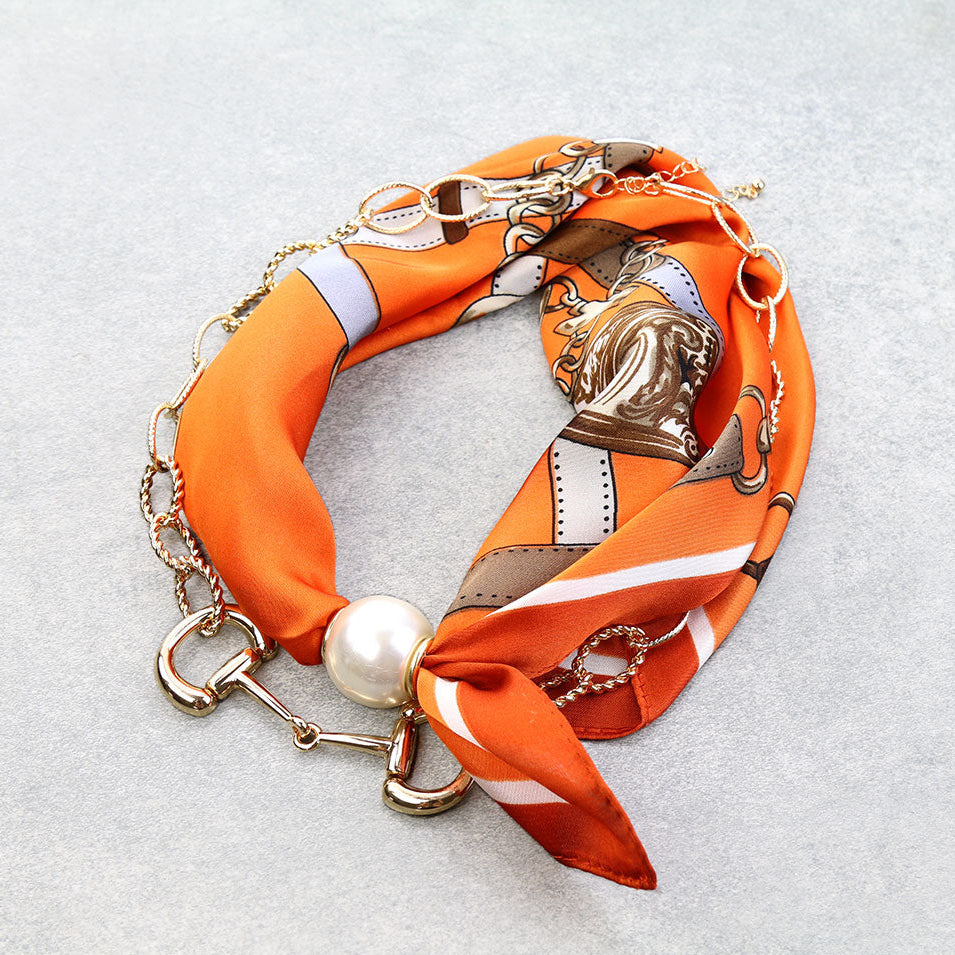 Western Horsebit Scarf Charm Necklace