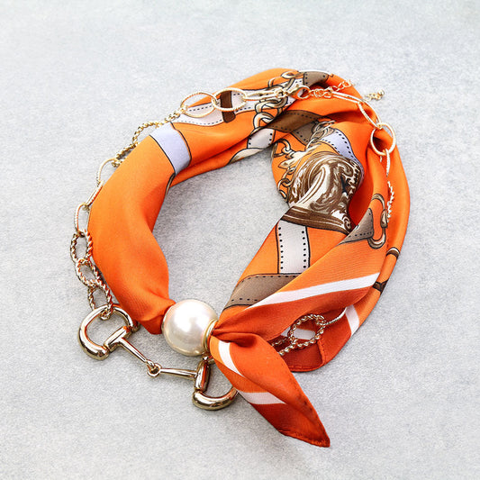 Western Horsebit Scarf Charm Necklace