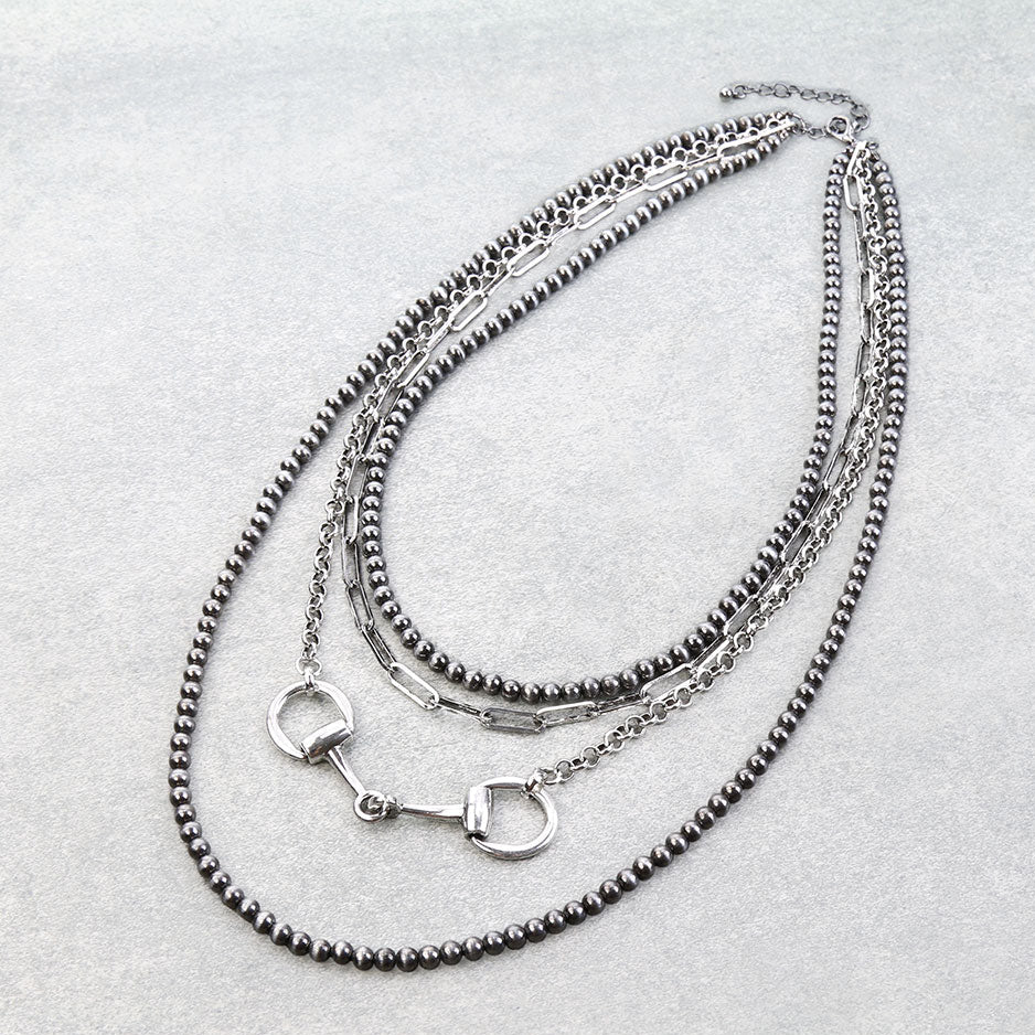 4 Layered Western Horsebit Necklace