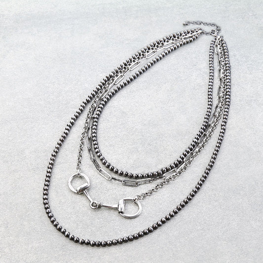 4 Layered Western Horsebit Necklace