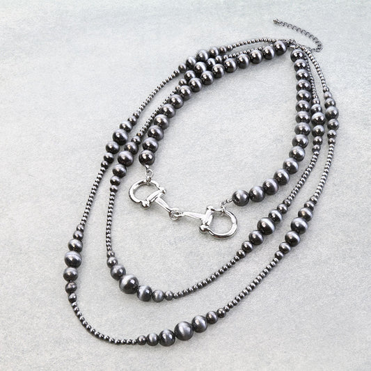 3 Layered Western Horsebit Necklace