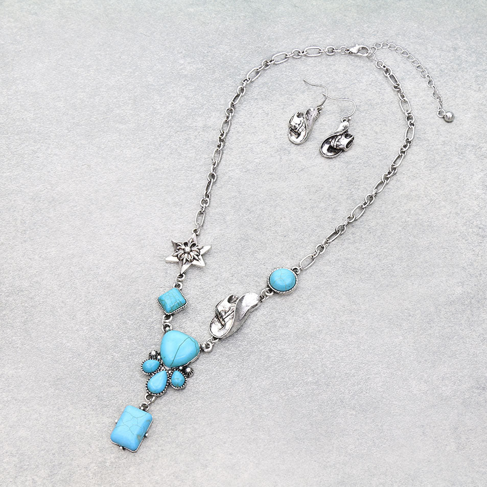 Western Heart Stone Necklace Set