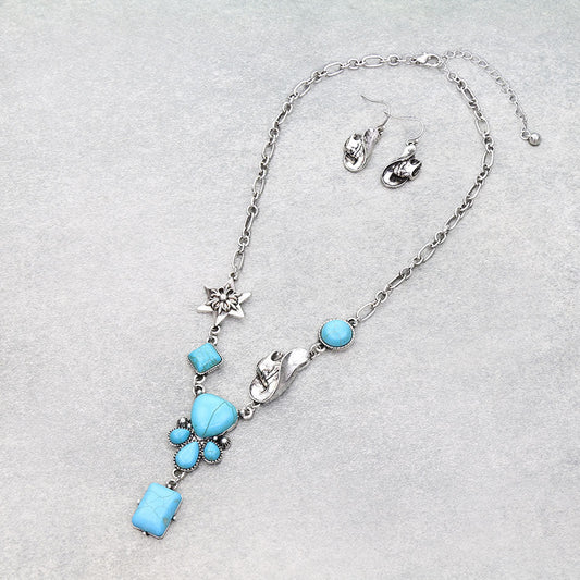 Western Heart Stone Necklace Set