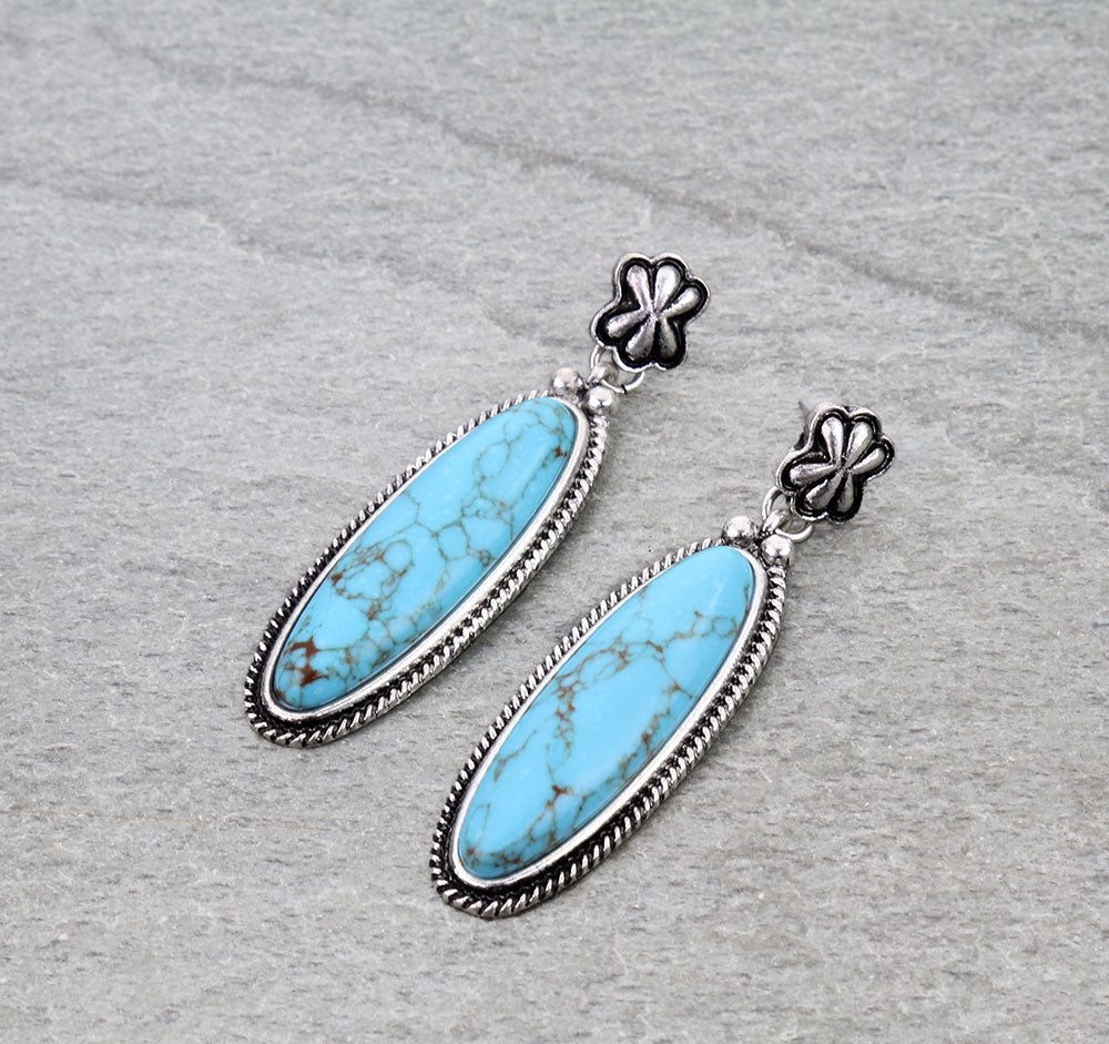 Western Oval Stone Stud Earrings