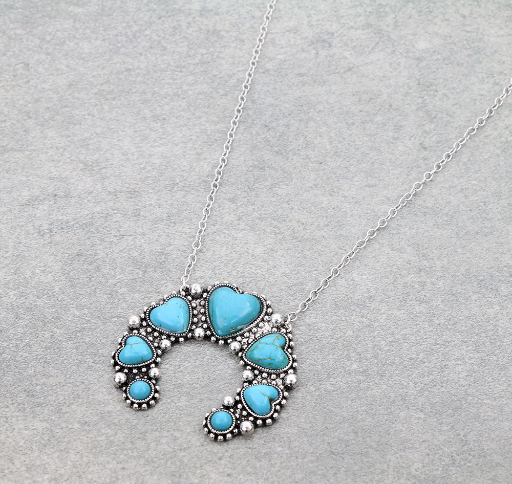 Western Heart Squash Blossom Necklace