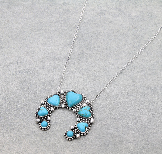 Western Heart Squash Blossom Necklace