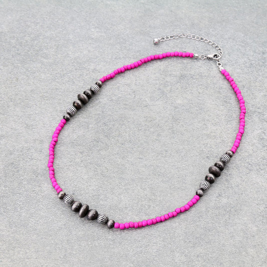 Navajo Style Pearl & Bead Necklace