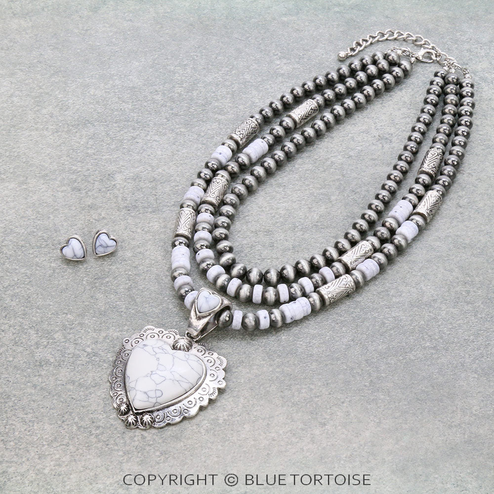 Western Heart Pendant Necklace Set