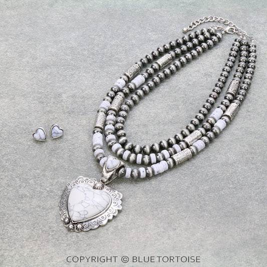 Western Heart Pendant Necklace Set