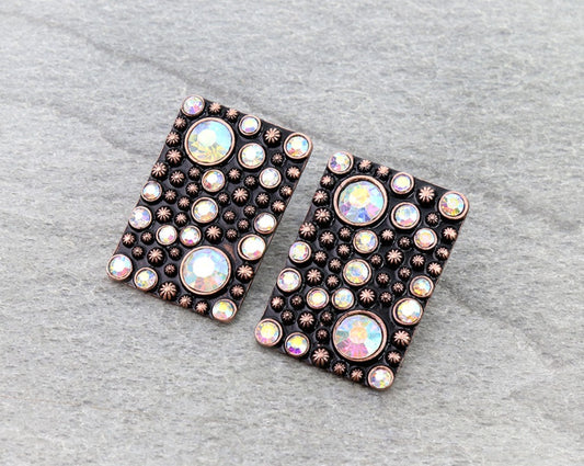 Western Rectangle Stone Stud Earrings