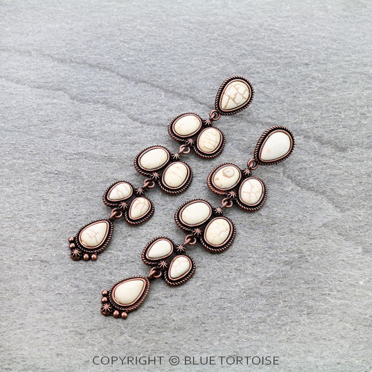 Western Style Stone Drop Stud Earrings