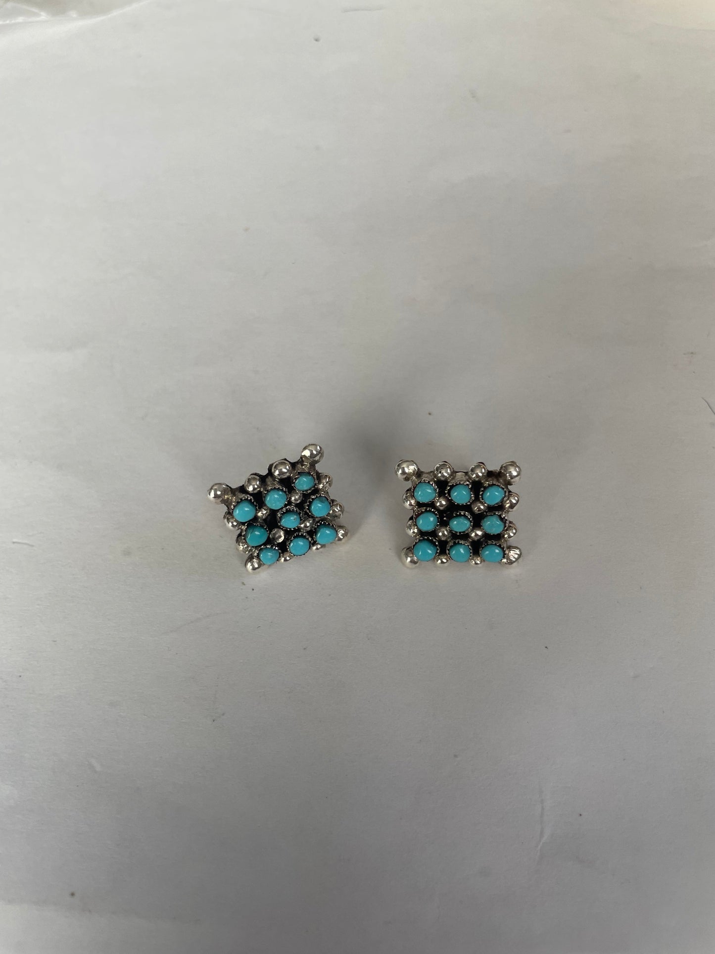 Zuni Turquoise Sterling Silver Snake Eye Earrings